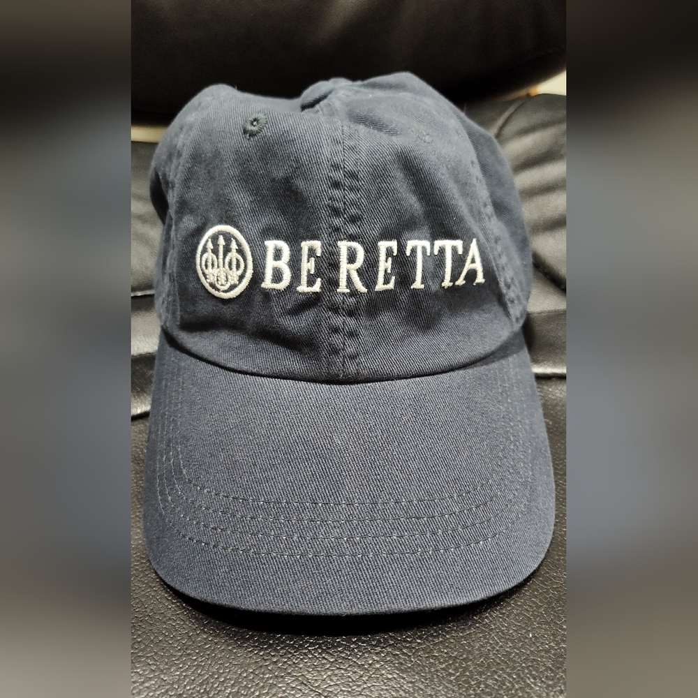 Beretta Cotton Twill Navy Blue Logo Hat/Cap features slide buckle adjuster, OSFM